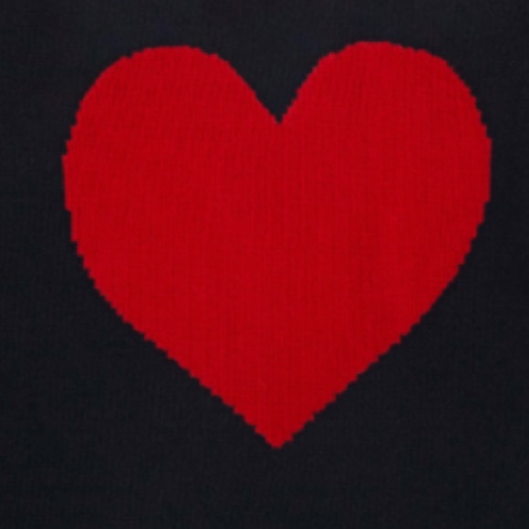 Black Knit Sweater Red Heart Design Rolled Hem No Tag Vintage Y2K Hypothesis - Picture 6 of 7